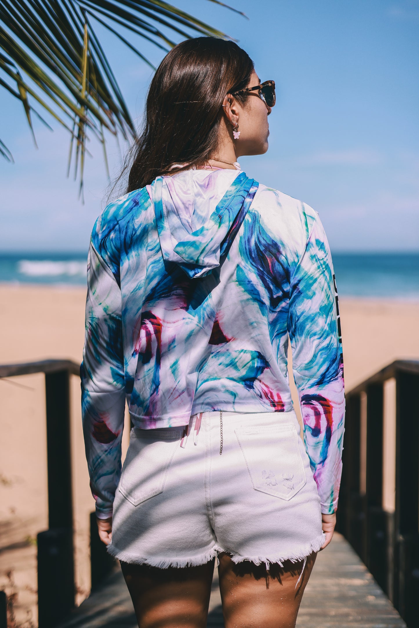 TIE DYE CROP HOODIE RASHGUARD