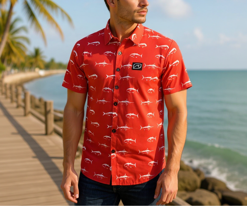 Camisa Button Down Ocean Vibes – Red Tuna